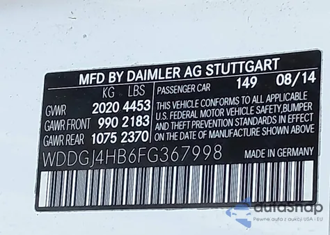 2015 Mercedes-Benz C 250 from USA, damaged, VIN WDDGJ4HB6FG367998